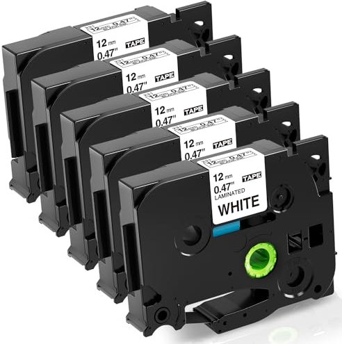 Fimax Tze-231 12mm White Schriftband kompatibel mit Brother P-touch Bänder 12mm 0.47 Tz Tze231 Weiß Laminated Tape Beschriftungsgerät für Brother p touch E110 H100LB H100R H105 H107B D410 D210 P750W