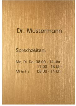 Placa para letrero para modelar uno mismo con grabado individual, acrílico dorado, 300 x 210 mm – Ideal para consultorios u oficinas