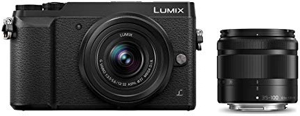 Panasonic Lumix GX80W - Appareil Photo Hybride Compact plus Objectif Lumix 12-32 mm/35-100 mm (Capteur 4/3 16MP, Double stabilisation, Viseur, Écran inclin. tact., Vidéo 4K) Noir - Version Française