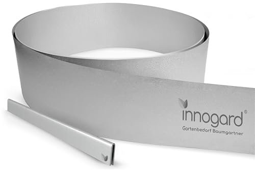 innogard Rasenkante Metall verzinkt L10 m H25 cm – Flexible Beeteinfassung 1 mm stark Rasenkantenband für Garten Beetbegrenzung Beetumrandung
