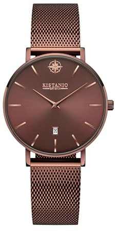 Kistanio Petit Flache Damenuhr mit Milanaiseband Saphirglas 33 MM Durchmesser Edelstahl Datum in verschiedenen Varianten