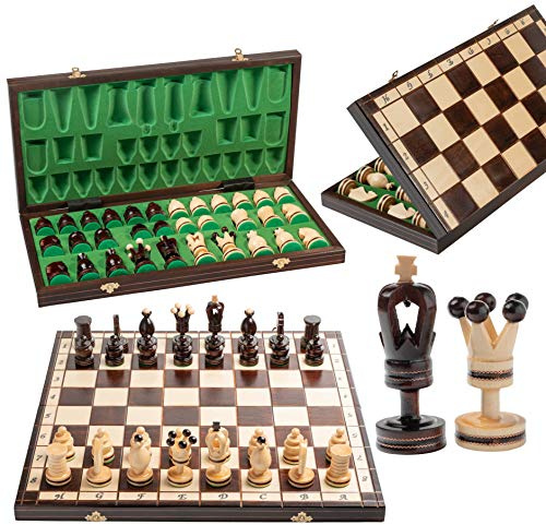 Atemberaubendes Royal Gambit Großes Schachspiel aus Holz, eingelegt, Royal 50 cm/20 Zoll, Deluxe-Schachbrett und Schachfiguren für Erwachsene und Kinder