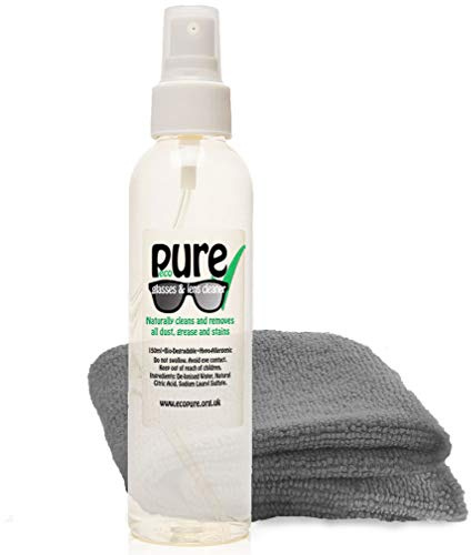 Glasses & Lens Cleaning Kit - 150ml. Contains Only Natural Ingredients. Gently Cleans All dust, Dirt, Marks and Stains from Spectacles, Sun Glasses and Reading Glasses Without harming the Coating.