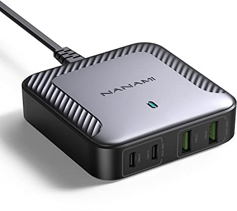 NANAMI USB C Plug, 100W USB C Charger UK, GaN 4-Port Laptop Charger Fast Multi Desktop Charging Station Block for MacBook, iPad, Samsung, iPhone, Laptops, Xiaomi, Dell, Nintendo Switch, and More