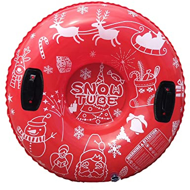 YJZQ Trineo inflable tubo asiento de esquí resistente, tubo de nieve, deporte, invierno, trineo plegable, círculo con asas para niños y adultos, dia, 94 cm, colorido