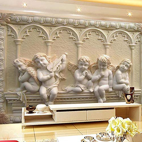 Fototapete 3D Engel Relief 200 cm B x150 cm H Vlies Tapeten Wandtapete XXL Moderne Wanddeko Wohnzimmer Schlafzimmer Büro Flur