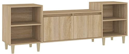 vidaXL TV Schrank Lowboard TV Möbel Tisch Board Sideboard Fernsehschrank Fernsehtisch HiFi-Schrank Wohnzimmer Sonoma-Eiche 160x35x55cm Holzwerkstoff