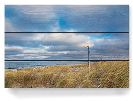 artboxONE Holzbild 45x30 cm Natur Düne, Lautsprecher, Meer von Künstler Rico Ködder