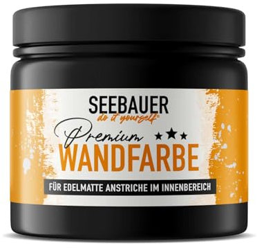 SEEBAUER diy Wandfarbe Schwarz 300ML für Innen (No. 100 Black Pearl) Edelmatte tiefschwarze Innenfarbe - Schwarztöne sehr hohe Deckkraft - Matt, Abwaschbar und Tropffrei