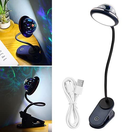 Vesaneae Lampe de Bureau pour enfant avec Cou Flexible USB rechargeable,Lampe Clips de Lecture LED,Lampe à Pince Col de Cygne Flexible à 360 °,Lampe-Clip Dimmable,pour Étude et Travail(Bleu)