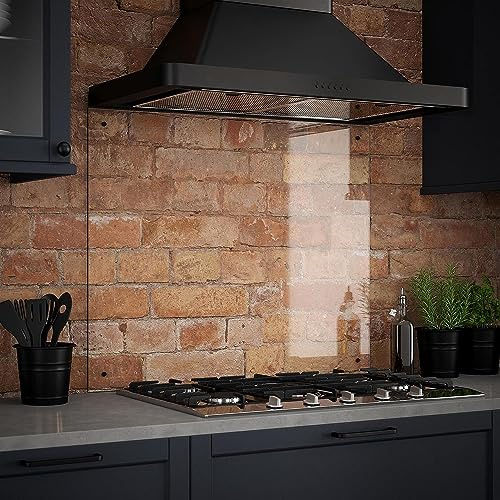 Clear Glass Splashback with Black Caps - Kitchen Sink & Hob Back Panel - 600 x 700mm