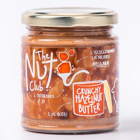 Crema de avellana crujiente | The Nut Club | Sin azúcar añadido ni cacahuete |100% natural. Sin aceite de palma. 100% avellana | Textura crujiente