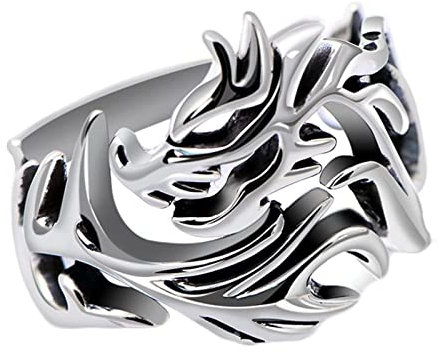 Ringe für Herren, 925 Sterling Silber Verlobungsring Drachen Ring Herren