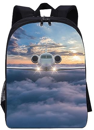 Hixingo Backpack for School Kids, Lightweight School Bags for Boys and Secondary Double Layer Capacity Rucksack for Children Primary School Bag (Airplane 4,16inch)