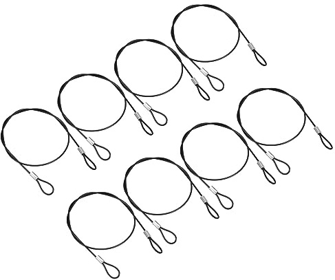 PATIKIL 1,6 fot säkerhetskabellås, 12-pack rostfritt stål 2 mm diameter säkerhetsvajer med dubbel ögla för scenbelysning bagagelås svart
