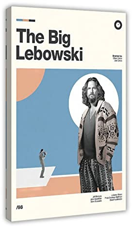 Modernes Retro-Film-Poster für The Big Lebowski (1) Leinwand-Poster, Wandkunst, Dekordruck, Bild Gemälde für Wohnzimmer, Schlafzimmer, Dekoration, Rahmen-Stil, 60 x 90 cm