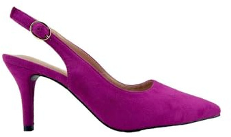 MODELISA - Zapato De Tacon Fino Destanolado De Punta Salon Hebilla Boda Mujer (Buganvilla, 35)