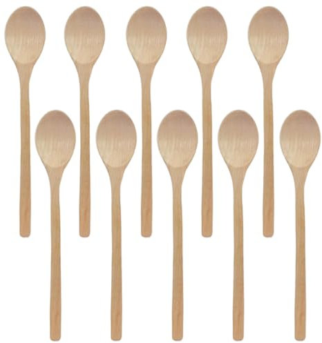 Spoon, 10 PCS Oval Wood Mixing Spoons for Baking, Crafted from Sensibly Sourced WoodWooden Oval Spoon, for Baking, Decorating, Engraving, Beige, Sauce Spoons Made of Natural Beechwood