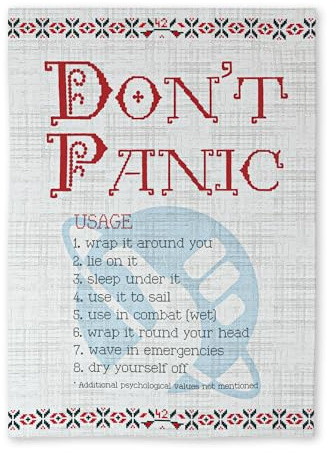 getDigital Geschirrtuch Don´t Panic - Saugstarkes Küchentuch mit Science Fiction Motiv - Geschirrhandtuch aus 100% Baumwolle, 50 x 70 cm