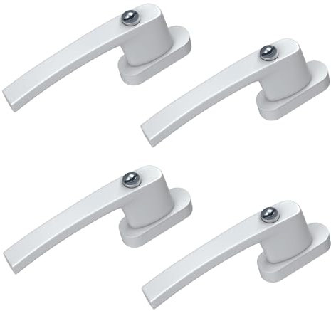 BASI | 4er Set Fenstergriff abschließbar | Farbe Weiß oder Silber | Aluminium | Balkontürgriff | Kindersicherung | Stiftlänge 35 mm | Griff für Fenster Terassentür | 4 Stück | 8 Schlüssel