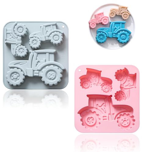 Half Forest 2 Pezzi Stampo Per Torta Trattore Stampo Silicone Trattore Antiaderente, Resistente Alle Alte Temperature, Per La Realizzazione Di Torte, Pane, Cioccolato E Dolci (Blu E Rosa).