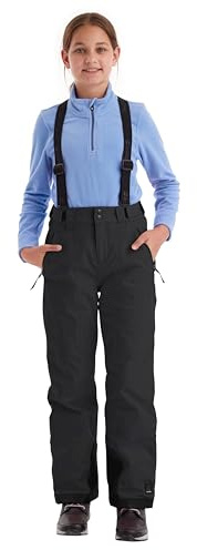 Killtec 43402-000 - Pantalones de esquí para niña con Peto Desmontable y protección en los Bordes, Color Negro, 140