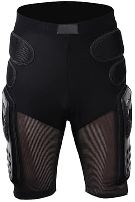 BaronHong Pantaloni protettivi da hockey per moto, motocross, corsa, sci, imbottiture protettive, sport, fianchi, gambe (nero, S)