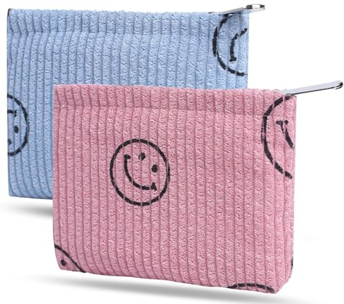 Teircno 2 Pack Coin Purse, Soft Corduroy Coin Purse Pouch with Zipper Cute Coin Purse Mini Change Purse Pouch for Pocket, Small Coin Purse for Women Credit Card Key Lipstick Holder