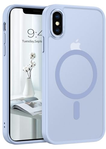 GUAGUA Magnetisch Hülle für iPhone X, iPhone XS [Kompatibel mit MagSafe] Matt Handyhülle Stoßfest Durchscheinende Rückseite Dünn Schutzhülle Case für iPhone X/XS (5,8 Zoll) Himmelblau
