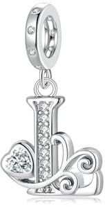 Cadeau de Saint-Valentin - Lettre L Pandora Charms S'adapte au Collier Bracelet Européen,Cadeau pour Femmes Filles Anniversaire