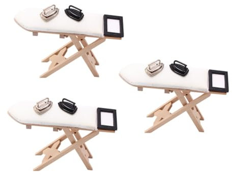 BESTonZON 3 Pz mini tavolo da stiro appendiabiti cucina Forniture tampone medaglia display asse arredamento casa home decor tavolo da stiro in miniatura mini ornamento per la casa Di legno