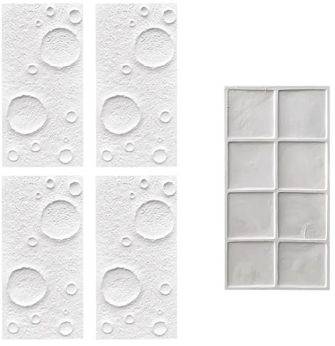 Oracra Panneau Mural 4PCS Brique Texturée Panneaux Muraux Aspect Pierre de Lune, Intérieur Extérieur PU 3D Panneau Mural Decoratif, Panneau de Cloison Moderne Imperméable à l'eau, Fond D'écran(White)