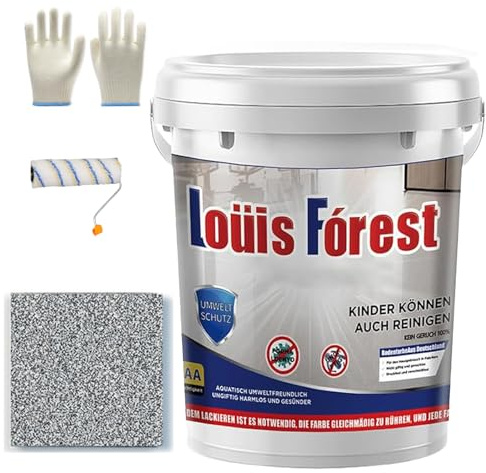 Louis Forest - Pintura epoxi para pisos, efecto mármol brillante, revestimiento impermeable y antideslizante a base de agua para garaje (gris oscuro, 1 kg)