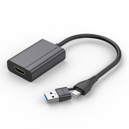 Brightium Adaptador - Adaptador USB Tipo-c Macho a USB Macho/hdmi Hembra, Color Gris, Permite la conexión de Dispositivos y Transferencia de Datos.