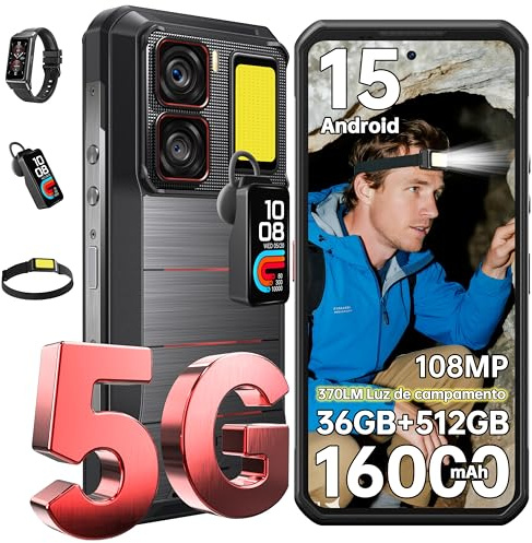 OUKITEL WP300 5G Android 15 Outdoor Handy - 36GB+512GB 16000mAh/45W 108MP+32MP Kamera Outdoor Smartphone 6,8 Zoll FHD+ 120Hz baustellenhandy/Kopfhörer mit Display/370LM Taschenlampe/IP68/NFC/OTG/GPS
