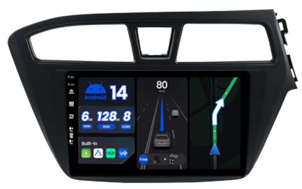 BXLIYER [8-Core, 6G+128G] - Android 14 Car Stereo For Hyundai I20 (2014-2018) Sat Nav - Wireless CarPlay/Android Auto - LED Camera & MIC - IPS 9 Inch 2 Din - DSP Steering Wheel DAB Fast-boot 360-CAM