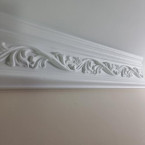 Premium GH37 Ceiling Coving Size 75x130mm | Decorative Georgian Cornice | Easy Install Crown Moulding 20 M | Paint-Ready Polystyrene Cornice | Waterproof Kitchen Bedroom Living Room | 10 Lengths