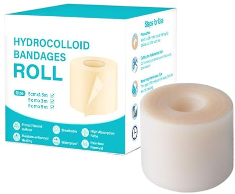 Cerotti Idrocolloidali Bendaggio Per Ferite, 5mx5cm Hydrocolloid Patch Roll Tape For Wound Care, Idrocolloide Rotolo Di Bendaggi Della Ferita, Nastro Idrocolloidale Viaggio Per Camping Hiking Fishing