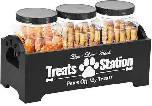 Salyeeluly Recipiente hermético para golosinas para perros, caja de almacenamiento de 3 piezas con organizador, para comida para perros, para cocina, armario, mostrador, hogar, interior, gato