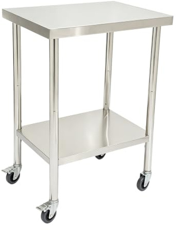 HIKUUER Edelstahl Arbeitstisch 60 x 45 cm Gastronomie Küchentisch 300 kg Belastbarkeit Zubereitungstisch Edelstahltisch für Küchen, Hotels, Bäckereien, Wäschereien