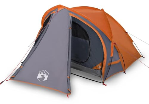 HETFTJN Tienda de campaña de cúpula para 2 personas, gris y naranja, 320 x 140 x 120 cm, tienda de campaña para exteriores con varillas de fibra de vidrio, ligera tienda de trekking para camping y