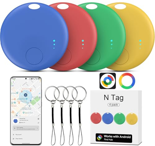 Air Tracker Android, Air Traceur Localisateur D’Objets Bluetooth, Smart Tracker Fonctionne avec l’app Google Localiser (Uniquement Android), Smart Traceur Tag pour clés,Valise (Multicolore)
