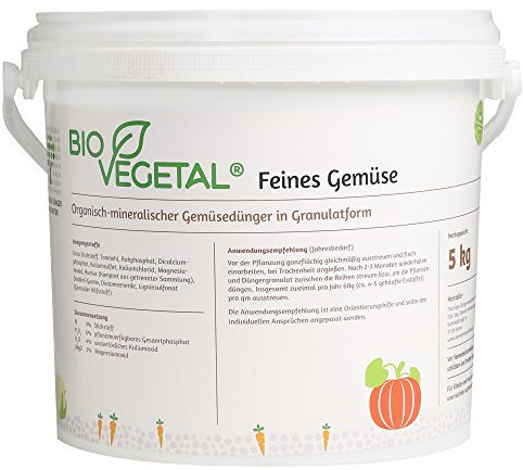 BioVegetal Feines Gemüse-Dünger mit Guano und natürlicher Langzeitwirkung durch Fixierung der Nährstoffe durch Ton-Humus-Komplex, 5 kg jetzt im recycelbaren und wiederverschließbaren Papierbeutel