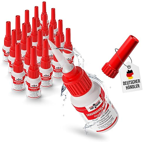 Top2Glue Sekundenkleber extra stark - 400gr - hochfester Cyanacrylat Kleber - wasserfest, dünnflüssig, hitzebeständig, Industriequalität - Spezial Verschluss Alleskleber Kunststoff, Metall, Glas, Holz