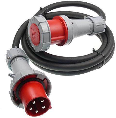 maxgo CEE-Verlängerungskabel Starkstromleitung Stromkabel flexibel wasserdicht H07RN-F 5G10 5x10 63A PCE 5P ideale für Industrie und Baustellen Außenbereich IP67 50m