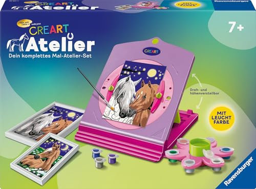 Ravensburger CreArt 28507 - Atelier Pferde - Malen nach Zahlen für Kinder ab 7 Jahre, Malset mit 2 Maltafeln samt Rahmen, Pinsel und Acrylfarben, Geschenk für Mädchen und Jungen