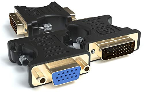 JAMEGA – DVI auf VGA Adapter 3er Pack Full HD 1080p DVI-I 24+5 Stecker zu VGA Buchse Digital auf Analog Adapter Kabel Konverter für Grafikkarten, Beamer, Monitore, Gaming, PC, TV, Laptop UVM.