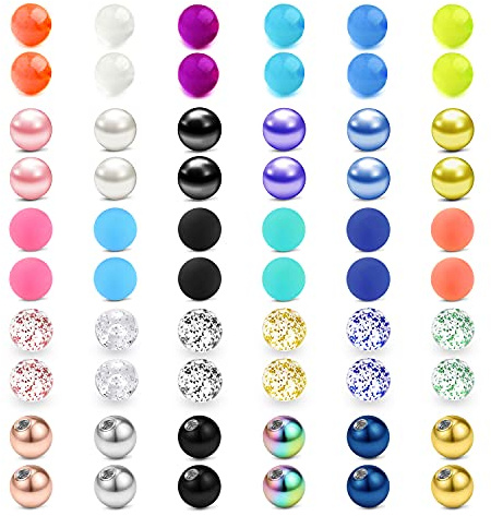 Briana Williams 60PCS Replacement Piercing Balls 16G 3mm Surgical Steel & Acrylic Lip Labret Ring Balls Barbell Body Jewellery