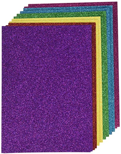 Rayher 67363000 Glitterpapier Mix - Bunt, selbstklebend, 12 Blatt, DIN A5, 14,8 x 21 cm, 130g/m2, 6 Farben sortiert, Glitzer-Papier zum Basteln, natur, normal