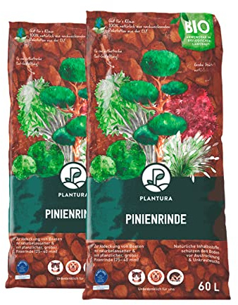 Plantura Bio Pinienrinde, 25-40 mm, 120 L, grob, naturbelassen & dekorativ, unterdrückt Unkrautwuchs